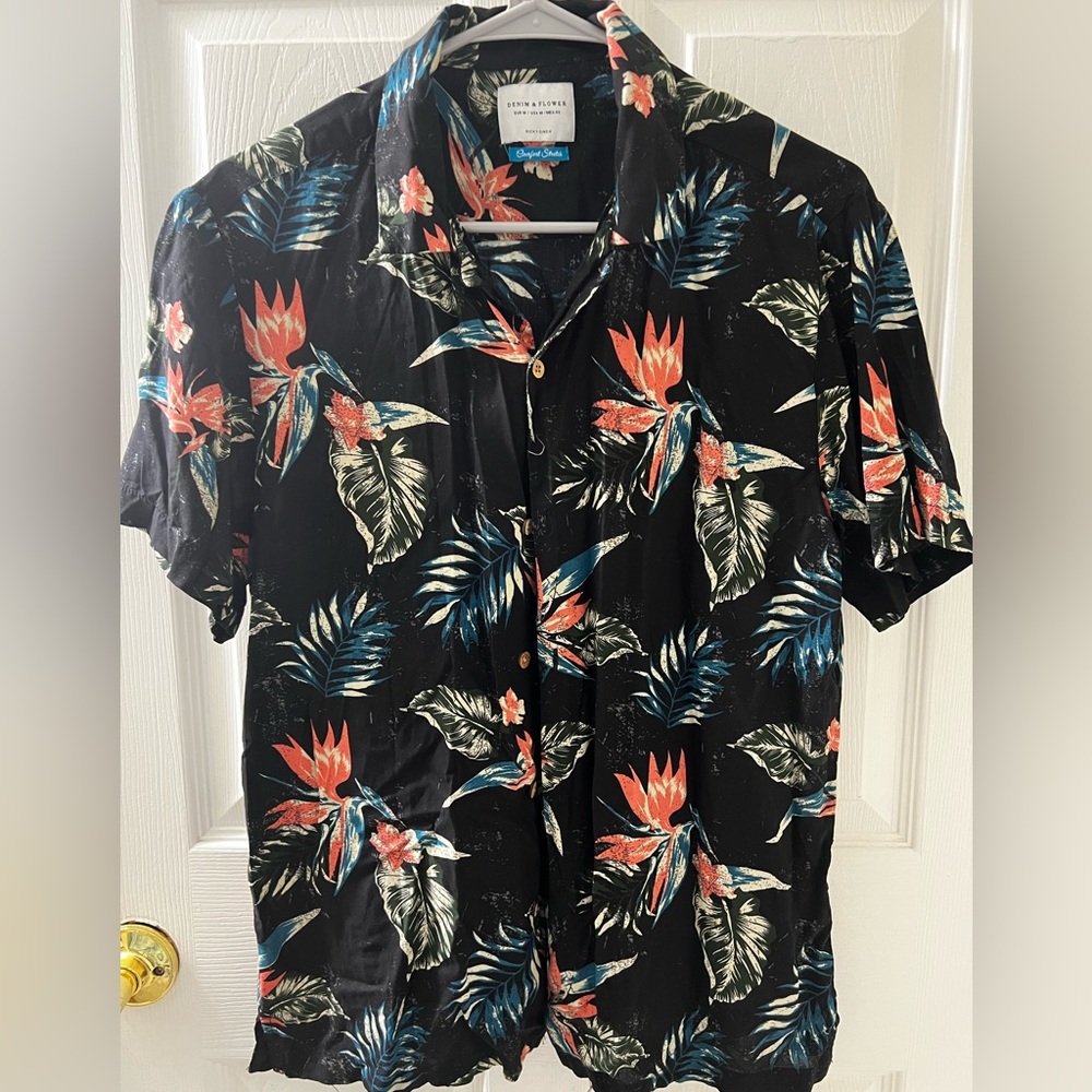 Men’s Denim & Flower Shirt